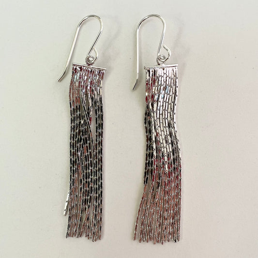 'Margot' silver chain tassel earrings