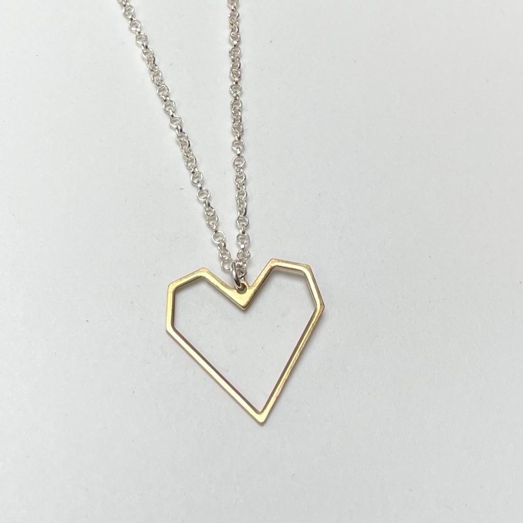 Geometric heart necklace on sterling silver chain 