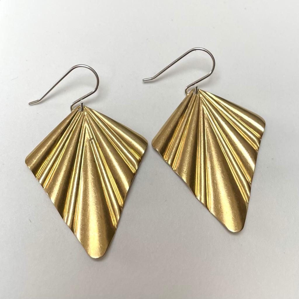 brass fan earrings 