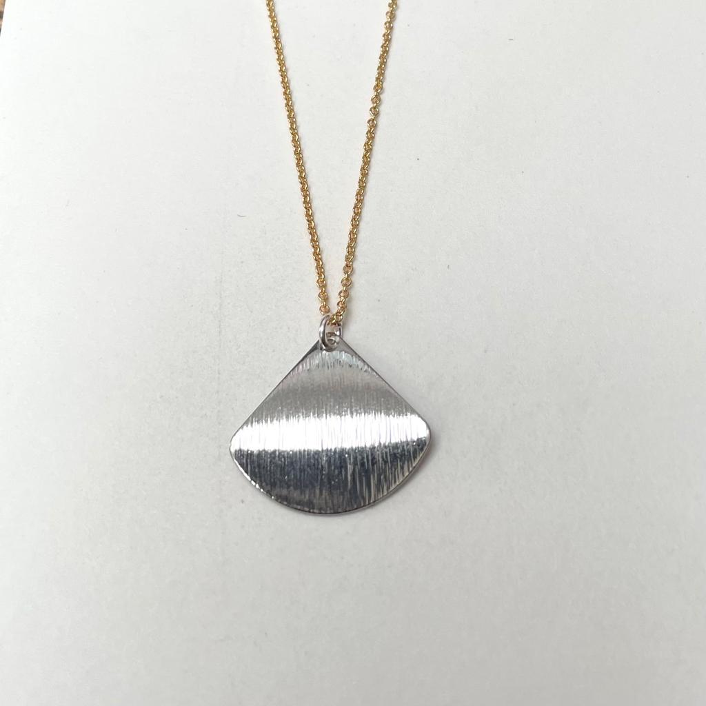 Silver teardrop charm on gold filled chain 