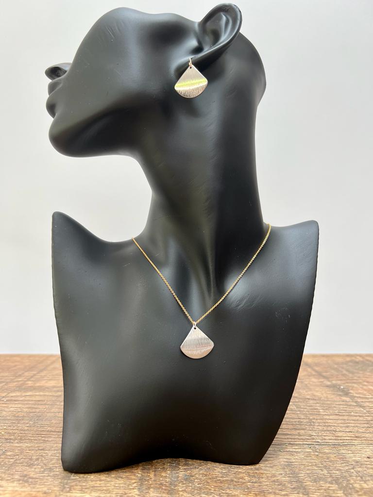 Silver teardrop charm on gold filled chain and ear wires