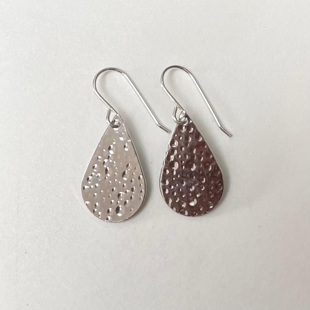 Dimpled petal earrings on sterling silver wires