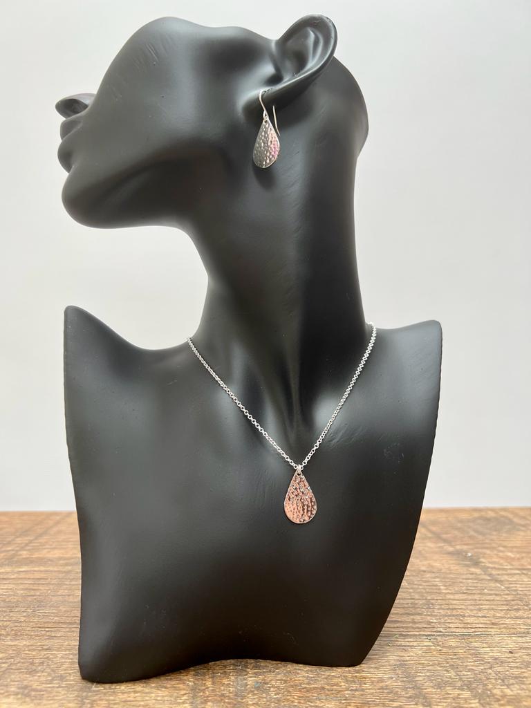 Petal charm necklace and earring gift set on bust